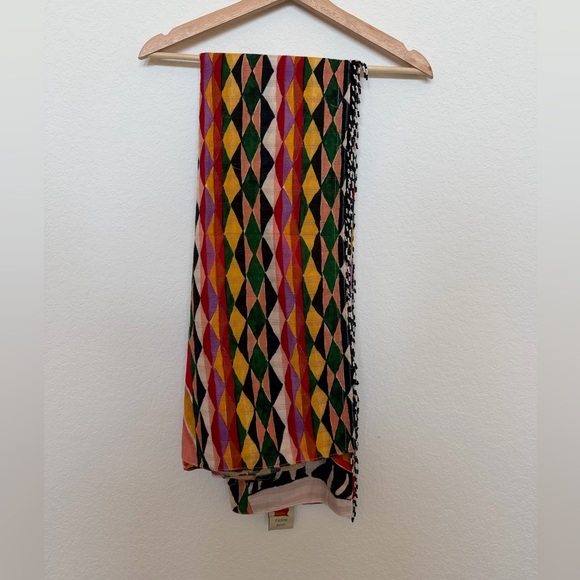 Farm Rio Sarong Patchwork Multicolor Banana White One Size Resortwear Beach - Picture 3 of 5